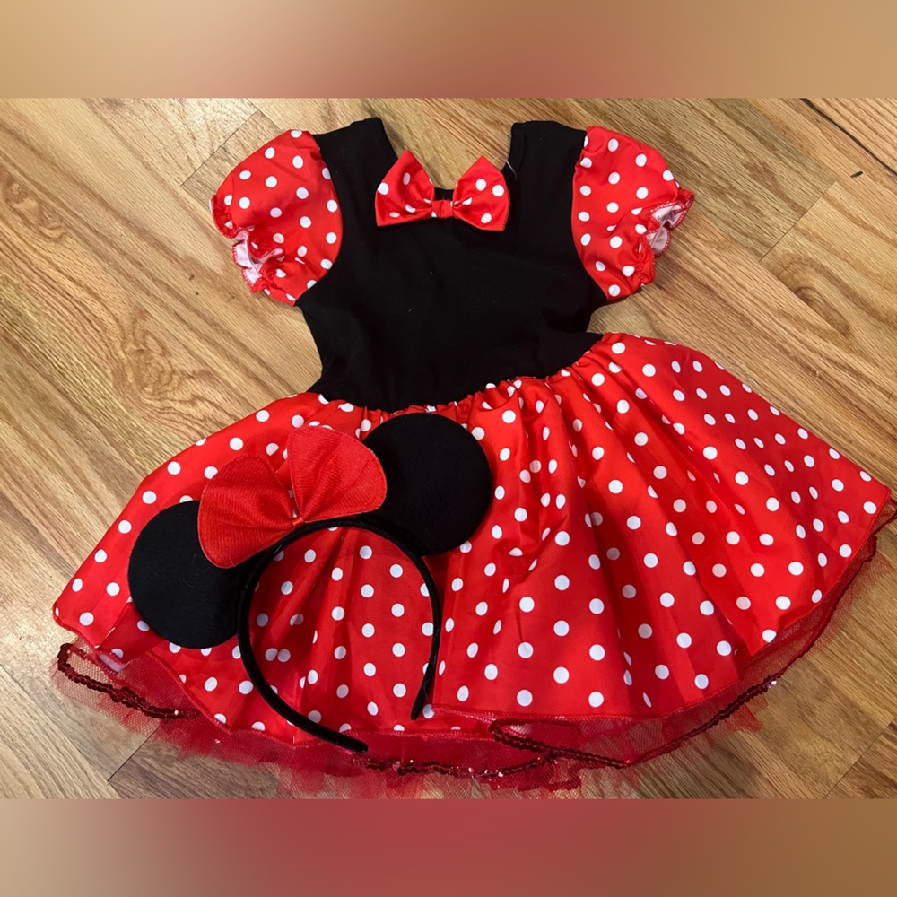 Mini Mouse Red Polka Dot Toddlers Costume with Headband Ears